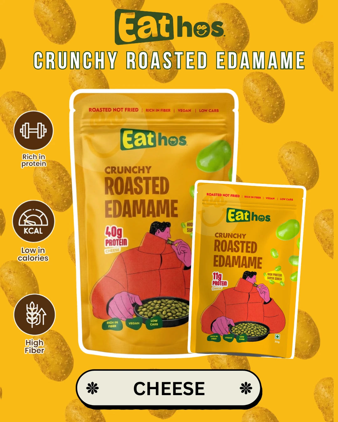 THE SNACK STACK- Eathos Crunchy Edamame | PACK OF 6 | 100g x 6