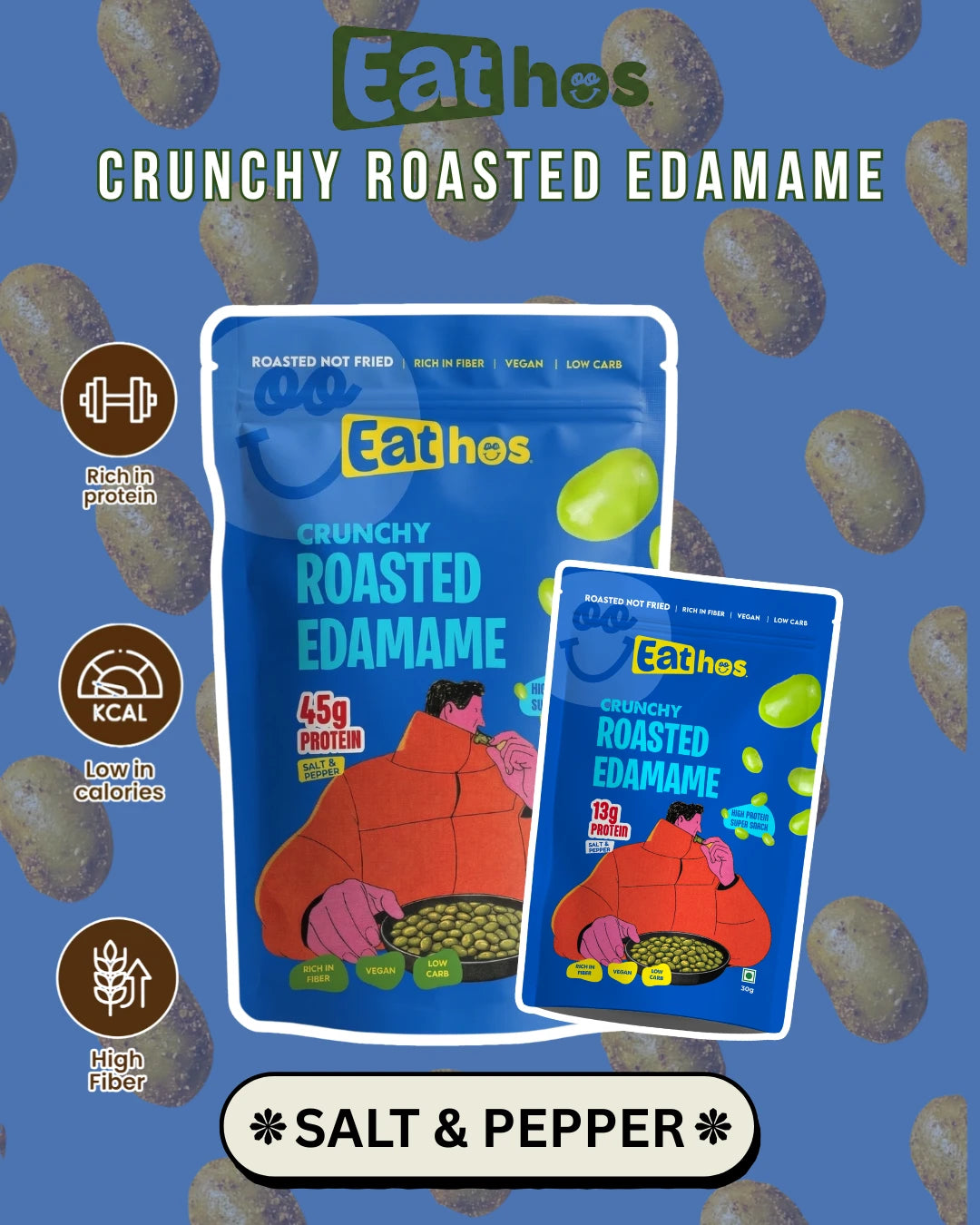 THE SNACK STACK- Eathos Crunchy Edamame | PACK OF 6 | 100g x 6