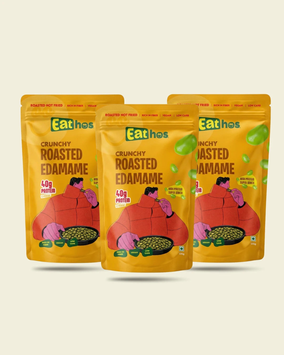 THE BIG THREE- Eathos Crunchy Roasted Edamame | 100g x 3 packs