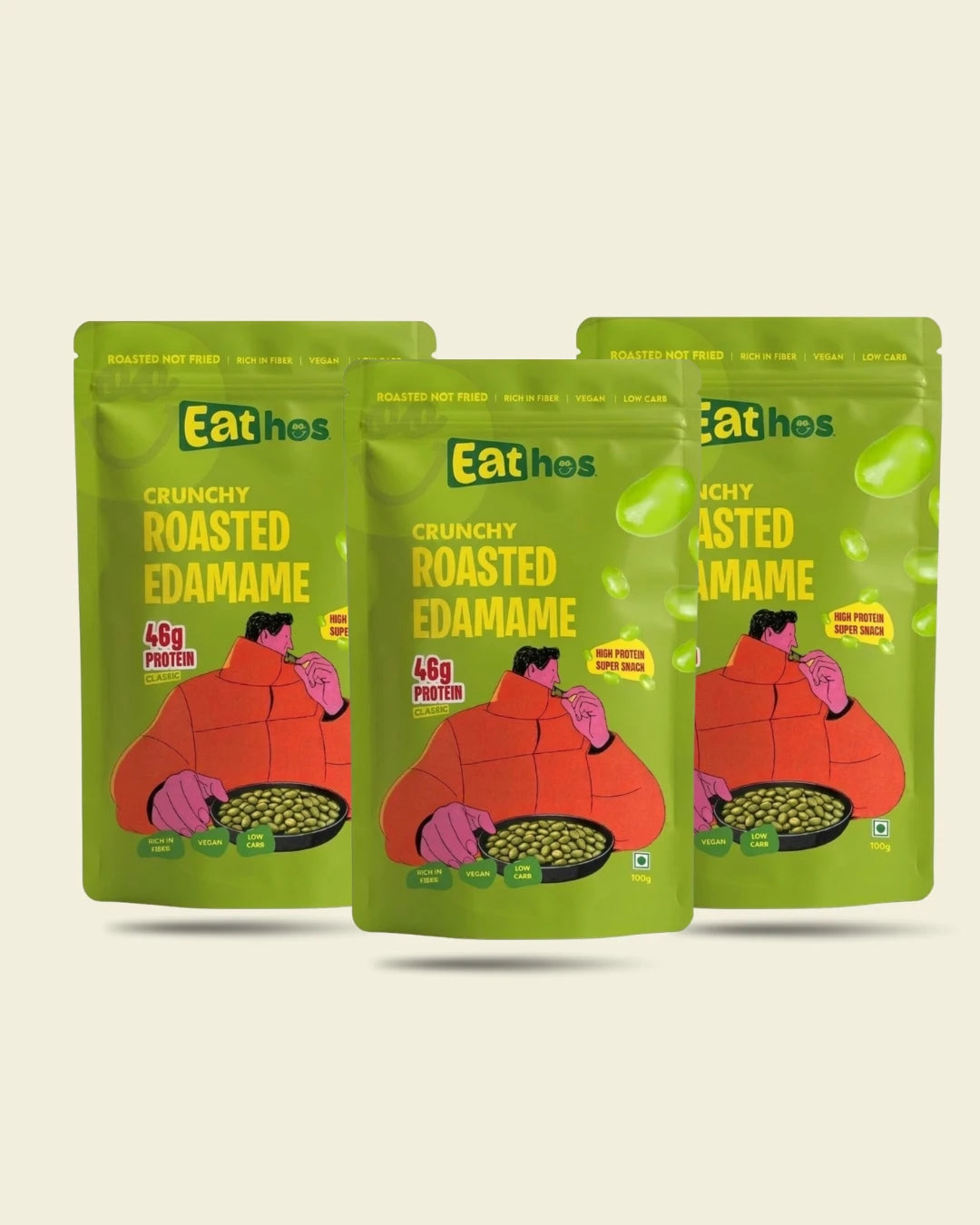 THE BIG THREE- Eathos Crunchy Roasted Edamame | 100g x 3 packs