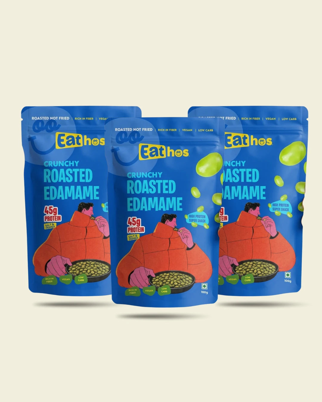 THE BIG THREE- Eathos Crunchy Roasted Edamame | 100g x 3 packs