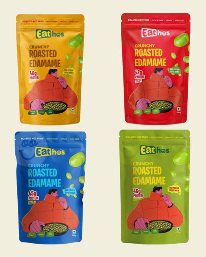 Flavour Sampler Bundle- Eathos Crunchy Roasted Edamame | PACK OF 4 | 100g x 4