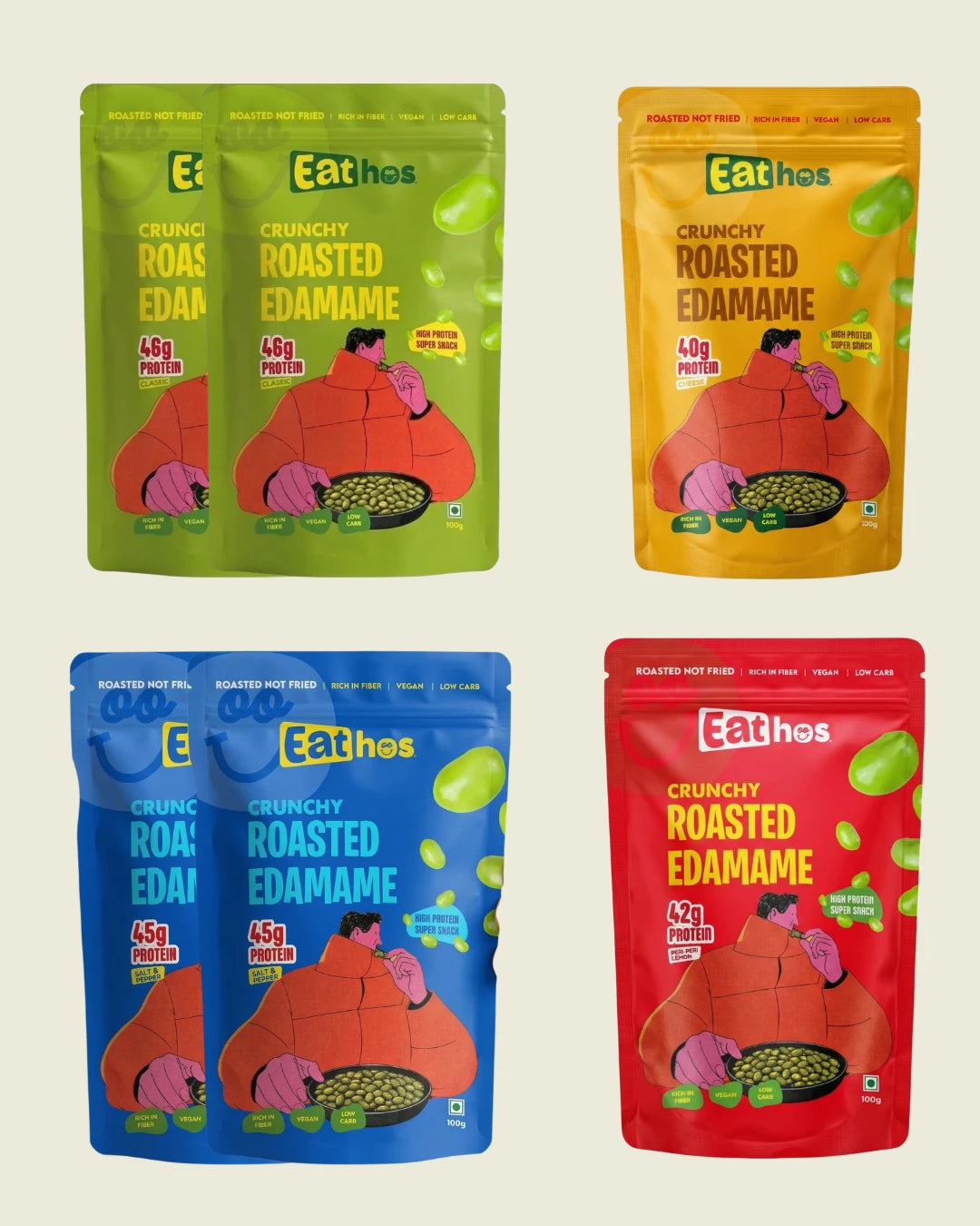 THE SNACK STACK- Eathos Crunchy Edamame | PACK OF 6 | 100g x 6